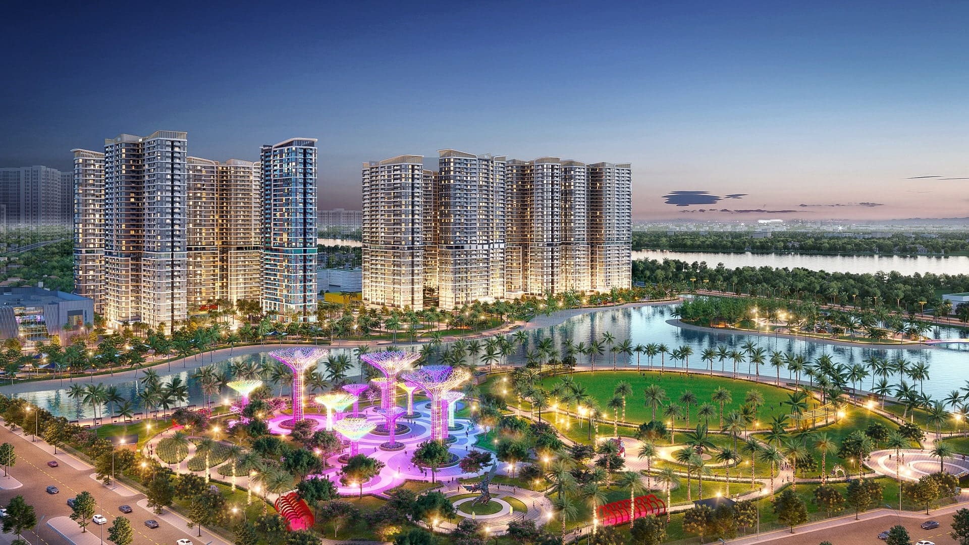 Khu đô thị Vinhomes về đêm - chủ đầu tư Vingroup